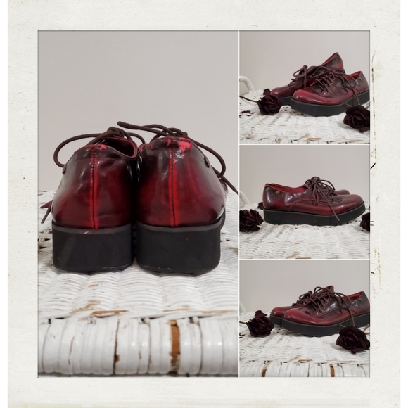 ✨BOGO FREE✨ Grunge Distressed Oxblood Red Burgundy Platform Shoes FAIR - Picture 3 of 5
